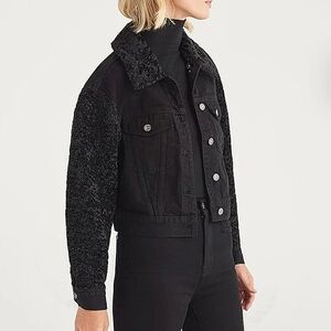 7 For All Mankind Denim Jacket Faux Fur Collar-Size Large